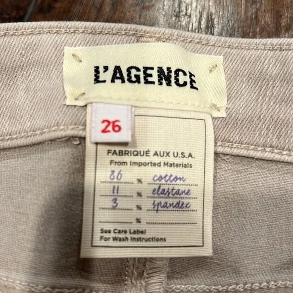L’AGANCEMargot Skinny Jeans tan color with glitter high rise size 26